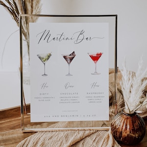 Martini Bar Menu, Minimalist Drink Menu, Digital Bar Menu Template, Cocktail Hour Bar Menu, Modern Wedding, Editable Instant Download- SS002
