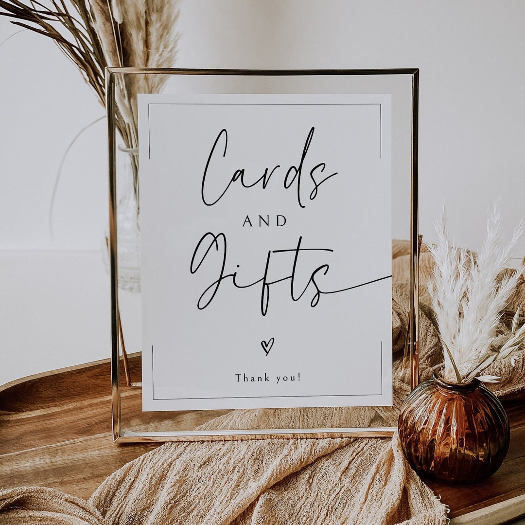 Simple Cards and Gifts Sign, Minimalist Gift Table Sign, Wedding ...