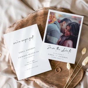 Wedding Save The Date Template, Save The Date With Photos, Engagement Announcement, Modern Minimalist, DIY Editable Instant Download- SS010
