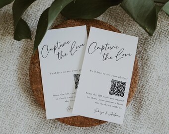 Capture The Love QR code Wedding Card, QR code Photo Album Card, Guest Photo Sharing, Modern Minimalist, DIY Editable Instant Download SS015