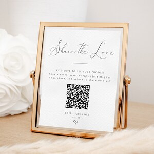 Share The Love Sign Template, QR code Photo Album Sign, Capture The Love Sign, Guest Photo Sharing Sign, DIY Editable Instant Download SS004