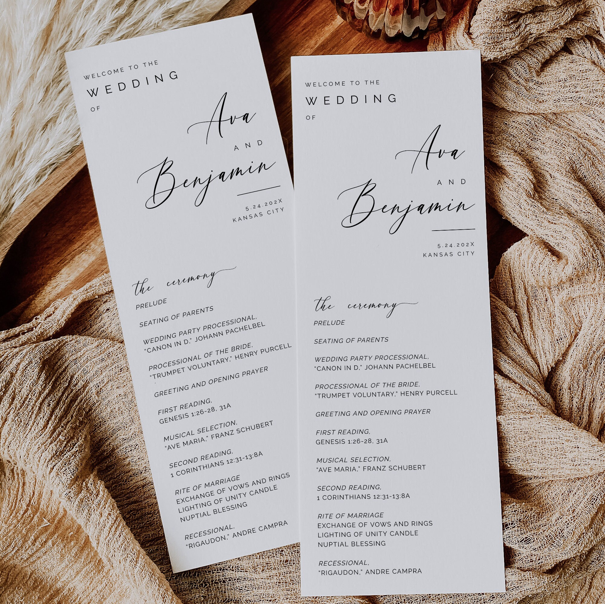 One Page Wedding Program, Catholic Wedding Program No Mass, Traditional ...