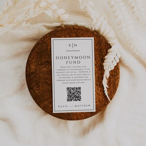Honeymoon Fund QR code Card Template, Wishing Well Card, Bridal Shower Insert Card, Modern Minimalist, DIY Editable Instant Download- SS003