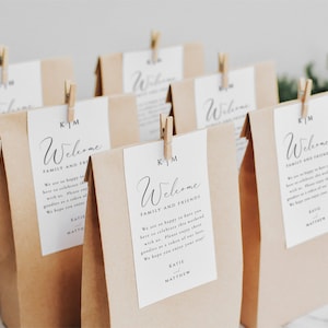 Welcome Bag Tags Modern, Destination Wedding Welcome Bag Tag, Monogram Hotel Guest Gift Tag Template, Editable Instant Download- SS003