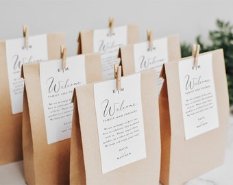 Welcome Bag Tags Modern, Destination Wedding Welcome Bag Tag, Monogram Hotel Guest Gift Tag Template, Editable Instant Download- SS003