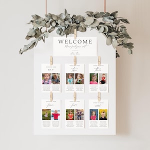 Seating Chart With Picture Template, Wedding Seating Chart Cards 5x7 4x6, When We Were, Childhood Photos, Editable Instant Download- SS019