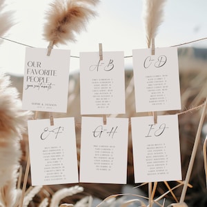 Alphabetical Seating Chart Wedding Mirror Cards Template, Minimalist Our Favorite People Seating Chart, DIY Editable Instant Download- SS020