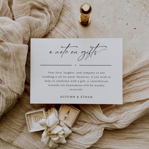 Custom Invitation Enclosure Card, A Note On Gifts Template, Wedding Invitation Insert, Bridal Shower Insert, Editable Instant Download SS019