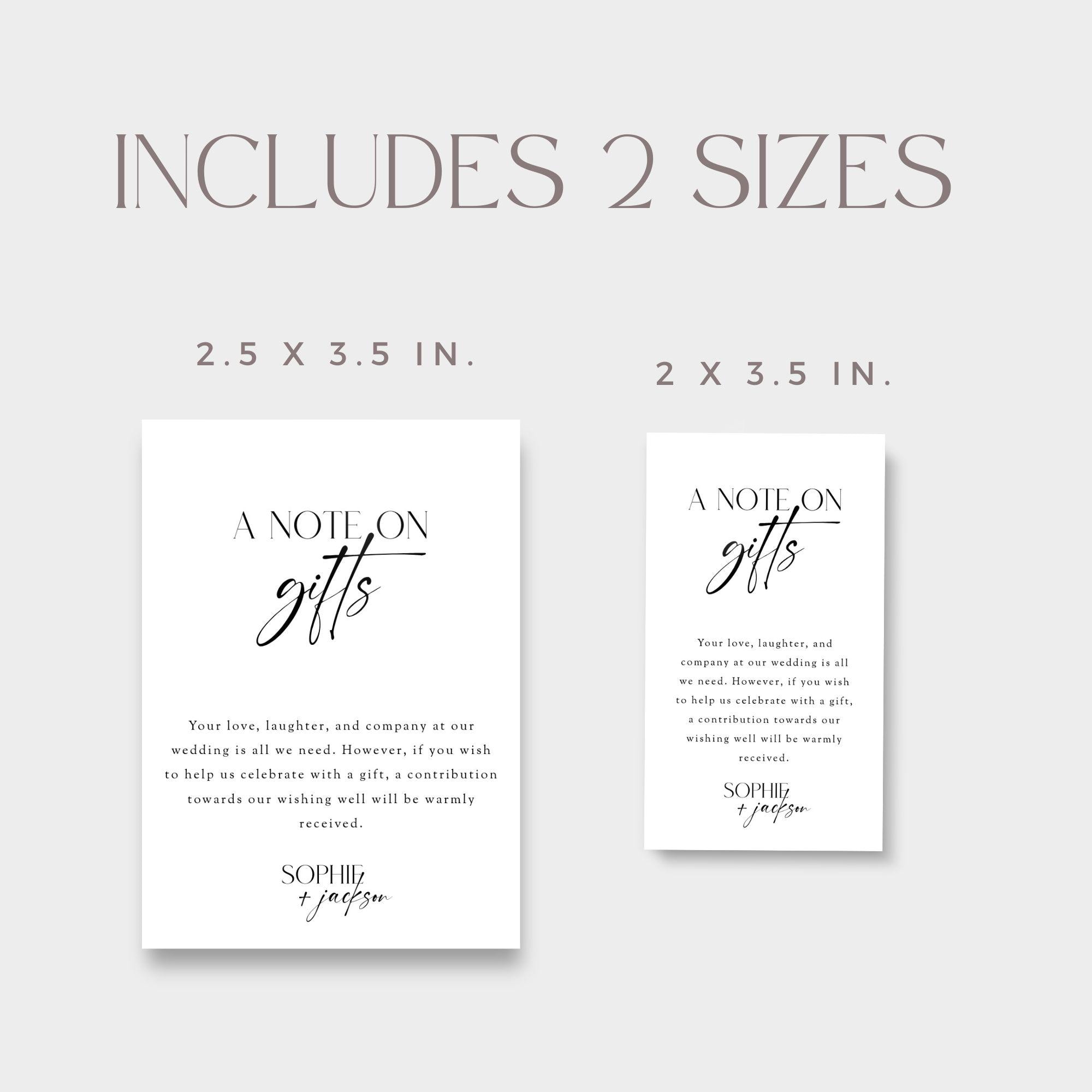 A Note on Gifts Insert Card Template, Custom Invitation Enclosure Card ...