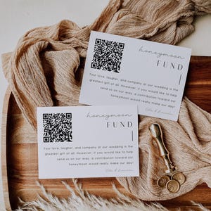 Honeymoon Fund Card Insert, Wedding Invite QR code Insert, Custom Invitation Enclosure Card, Cash Gift Card, Instant Download Template SS021