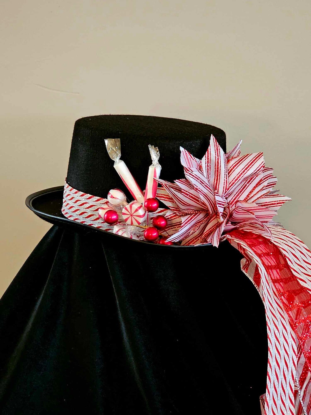 Red and White Peppermint Candy Cane Christmas Tree Topper / - Etsy