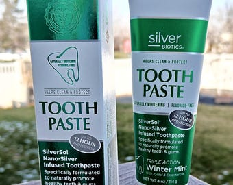 Silver toothpaste, Natural Toothpaste, Fluoride-Free, Sugar Free, Baking Soda, Gum Sensitivity, Nano Silver