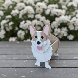 Anpassad Corgi-planter – Handgjort träminnesmärke för husdjur, trädgårdsdekor, present till djurälskare, blomkruka för inomhus/utomhus