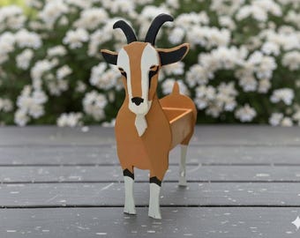 Decoupage Goat Plant Pot: Clay Animal Planter (6-inch), Goat Gifts