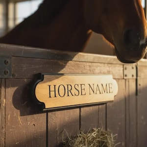 Custom Horse Stall Name Plate – Personalized Wooden Barn Sign, Engraved Stable Door Plaque, Equestrian Tack Room Decor