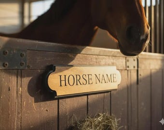 Custom Horse Stall Name Plate – Personalized Wooden Barn Sign, Engraved Stable Door Plaque, Equestrian Tack Room Decor