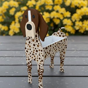 Maceta personalizada de Braco Alemán (GSP): Memorial de madera hecho a mano para mascotas, decoración de jardín, regalo para amantes de los animales, maceta para interior y exterior.
