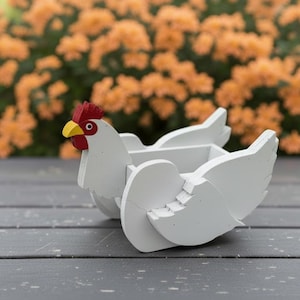 Maceta de pollo personalizada: recuerdo de madera hecho a mano para mascotas, decoración de jardín, regalo para amantes de los animales, maceta para interior y exterior.