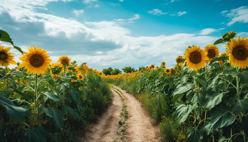 Sunflower Field Digital Background, Wall Art. Summer, Sunflowers ...