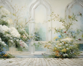 Claude Monet-Stil Malerische Kulissen für Fotografie, Bögen und florale Hintergründe Mutterschaft, Hochzeiten etc.