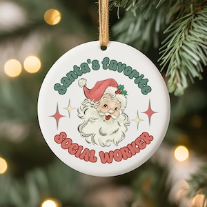 Christmas gift for social worker, Santa&#39;s favorite social worker, Christmas ornament for social worker, Thank you gift for social worker