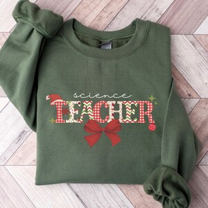 Science Teacher Christmas shirt, Coquette style Teach sweater, Xmas sweatshirt science staff TShirt, Science class Christmas Teacher gift