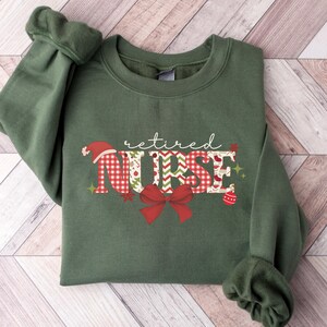 Retired Nurse Christmas shirt, Coquette style Xmas sweatshirt for Retired Nurse Christmas Party Shirt, Nurse Retirement gift