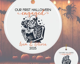 Our First Halloween engaged ornament Custom Names new engaged couple gift 1st halloween Personalized new couple keepsake engagement gift