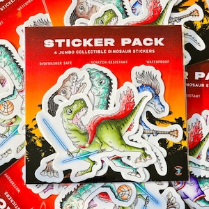 Adesivos de dinossauro jumbo - presentes fofos e divertidos de decoração do Jurassic Park para crianças, festas, artesanato, escola, escritório, parede do dormitório, casa, sala de aula, quarto