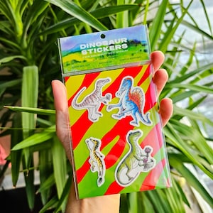 Dinosaur Stickers Mini 4-Pack - Cute Cartoon Stickers - Colourful Wall Stickers - Unique Gifts for Kids - Art and Craft - Funny Present