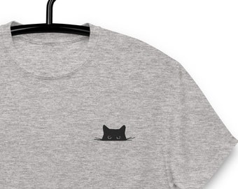 Peeping Cat T-Shirt | Cute Cat Face Shirt, Gift for Cat Lover, 100% Cotton Unisex Top