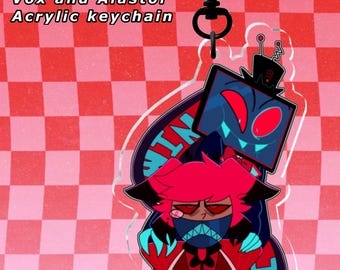 ハズビンホテルのヴォックスとアラスターの天使/悪魔キーホルダー