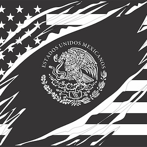 American Flag SVG | Dual Country Flag SVG | CNC Svg Mexico Flag | Horizontal American Mexican Flag Svg | Patriotic Flag Graphic