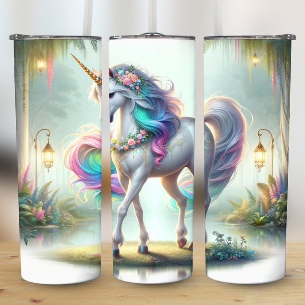 Unicorn Tumbler Design 20oz, Fantasy Horse Wrap, Magical Skinny Tumbler PNG, Fairy Tale Sublimation, Instant Download, Straightand Tapered