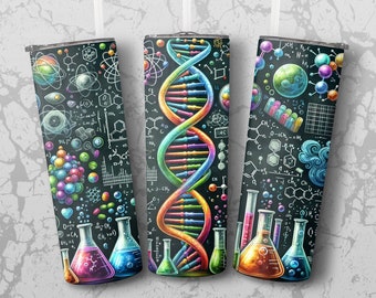 Science Chalkboard 20 oz Skinny Tumbler Sublimation Design, Straight & Tapered Wrap, Tumbler Wrap, Png, Instant Download