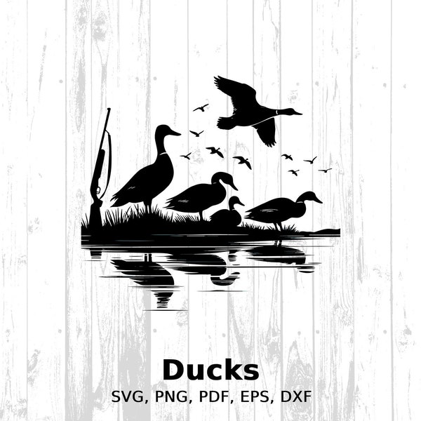 Flying Geese Silhouette SVG, Nature Scene Clipart, Bird Vector Files, dxf eps pdf png, Digital Download for Cricut and Silhouette