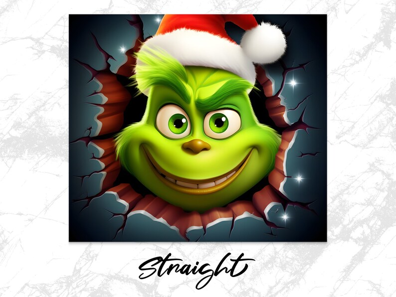3D Grinch Peeking Through Wall Hole 20 Oz Skinny Tumbler Sublimation ...