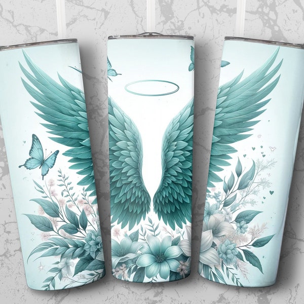 Angelic Wing 20 oz Skinny Tumbler Sublimation Design, Straight & Tapered Wrap, Tumbler Wrap, Png, Instant Download