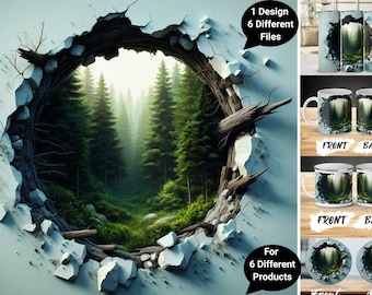Forest Breakthrough Wall Art, Digital Download, Nature Landscape, Printable Home Decor, Unique 3D Illusion Poster, Instant Download