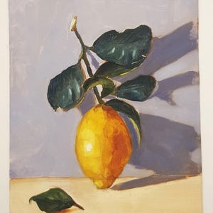 Original Oil Painting of Lemon Still Life - Kitchen Wall Art