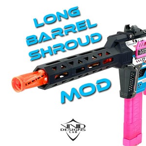 Long Barrel Shroud for Piston Pump AEB / X Shot Foam Dart Blaster Octagon Handguard 3D Printed Mod