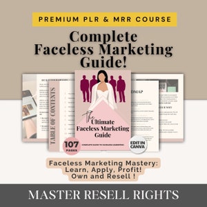 PLR Faceless Marketing Done For You Course Master Resell Rights Canva Template PLR Course PLR Digital Products to Sell on Etsy