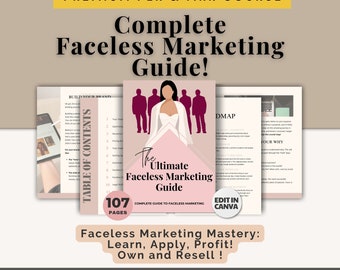 PLR Marketing sin rostro hecho para usted Curso Maestro Derechos de reventa Plantilla Canva Curso PLR Productos digitales PLR para vender en Etsy