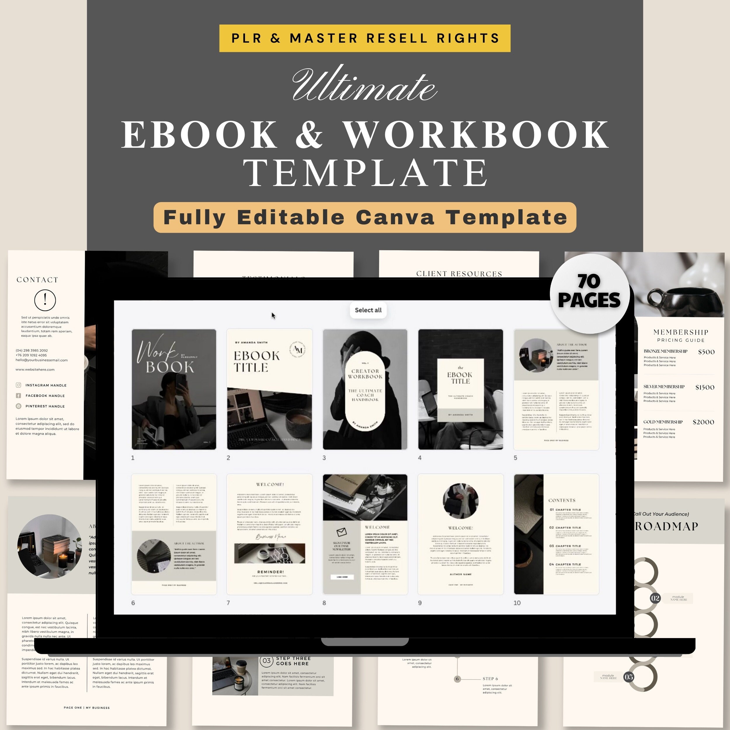 Ebook Template Coaching Workbook Canva Template Master Resell Rights ...