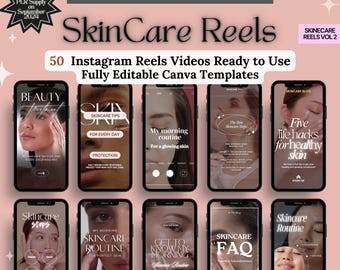 Skincare Instagram Reels: Esthetician Canva Templates Beauty & Skin Care Routine Videos (MRR, PLR)