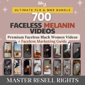 PLR Faceless Melanin Reels Videos Master Resell Rights Black Women Videos MRR PLR Digital Products to Sell On Etsy Faceless Marketing Guide