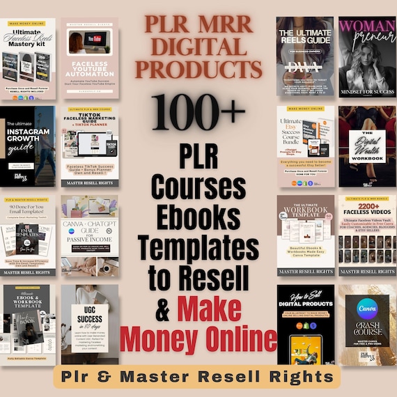 100+ PLR MRR Digital Products Bundle: Resell Courses, Ebooks, Templates
