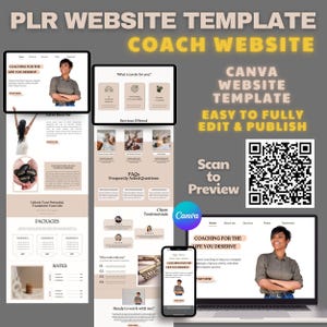 PLR-websitesjabloon klaar voor jou Coach-websiteontwerp Coach-bestemmingspagina Life Coach-canva-websitesjabloon