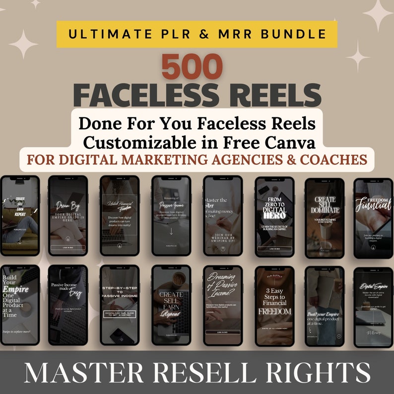 MRR Faceless Instagram Reels Coaching-Vorlagen Master Resell Rights & PLR Faceless Videos Instagram-Vorlagen Faceless Videos Verkaufen auf Etsy Bild 2