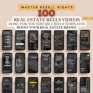 PLR Real Estate Branding Instagram Reels Videos Master Resell Rights MRR Realtor Marketing Canva Template PLR Digital Products Etsy Sellers